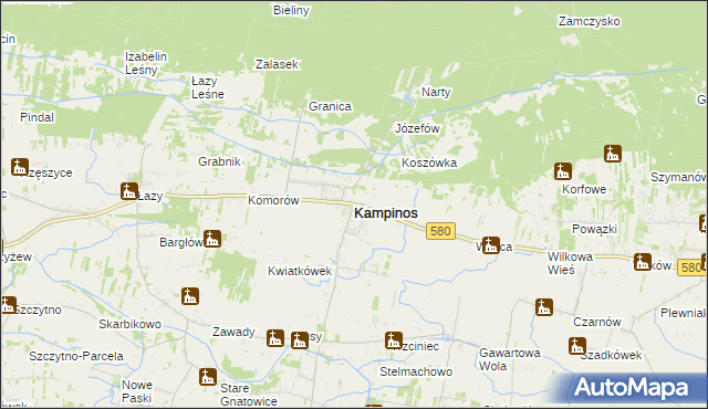 mapa Kampinos, Kampinos na mapie Targeo