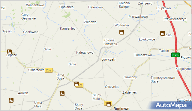 mapa Kaniewo gmina Bądkowo, Kaniewo gmina Bądkowo na mapie Targeo