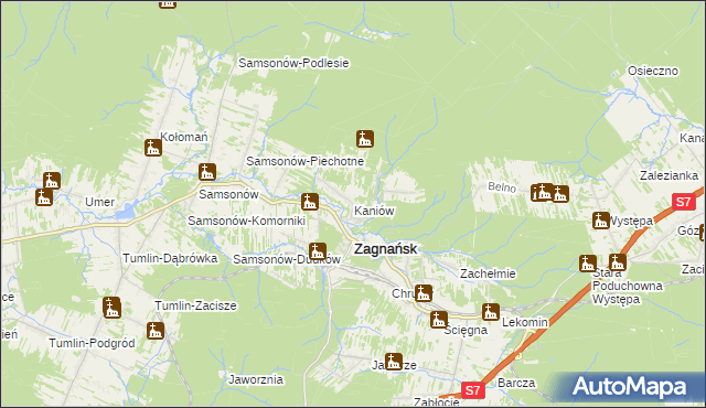 mapa Kaniów gmina Zagnańsk, Kaniów gmina Zagnańsk na mapie Targeo