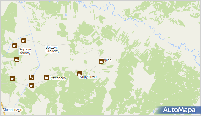 mapa Kapice gmina Grajewo, Kapice gmina Grajewo na mapie Targeo