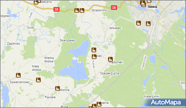 mapa Karaś gmina Iława, Karaś gmina Iława na mapie Targeo