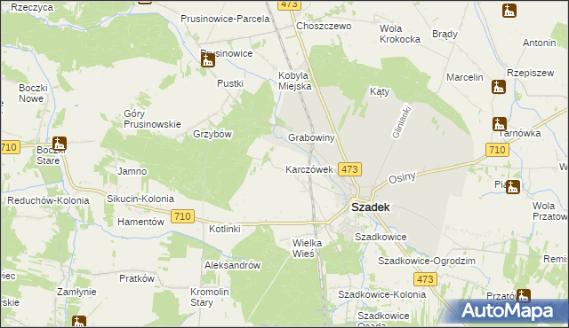 mapa Karczówek gmina Szadek, Karczówek gmina Szadek na mapie Targeo