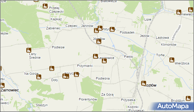 mapa Karczowice gmina Kozłów, Karczowice gmina Kozłów na mapie Targeo