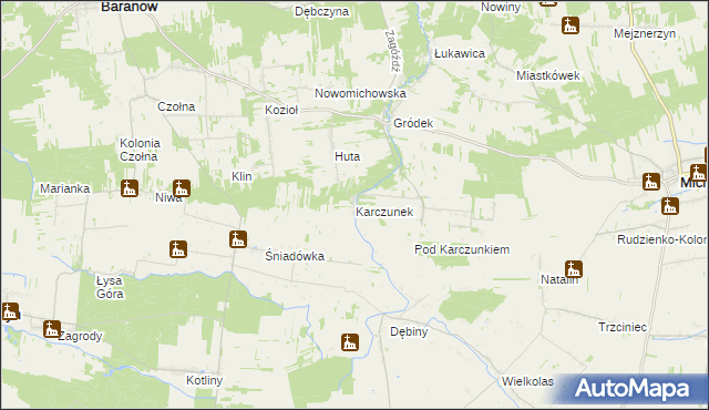 mapa Karczunek gmina Baranów, Karczunek gmina Baranów na mapie Targeo