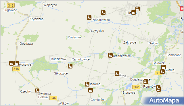 mapa Karczyce, Karczyce na mapie Targeo