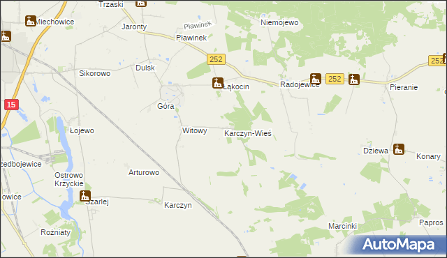 mapa Karczyn-Wieś, Karczyn-Wieś na mapie Targeo