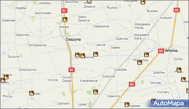 mapa Karkoszki gmina Daszyna, Karkoszki gmina Daszyna na mapie Targeo