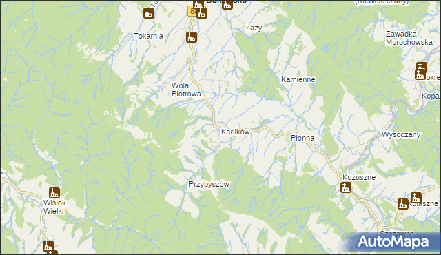 mapa Karlików gmina Bukowsko, Karlików gmina Bukowsko na mapie Targeo