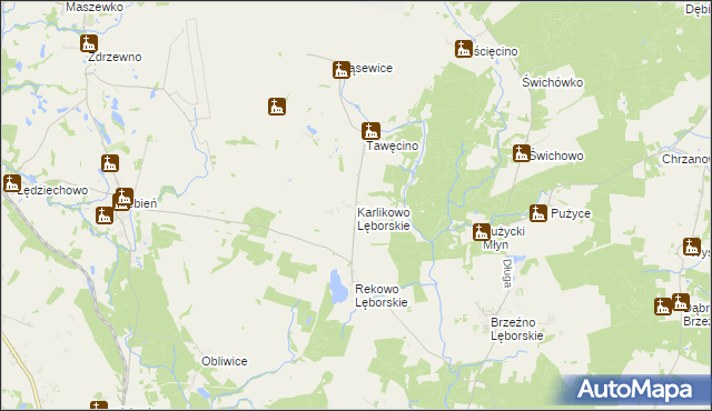 mapa Karlikowo Lęborskie, Karlikowo Lęborskie na mapie Targeo