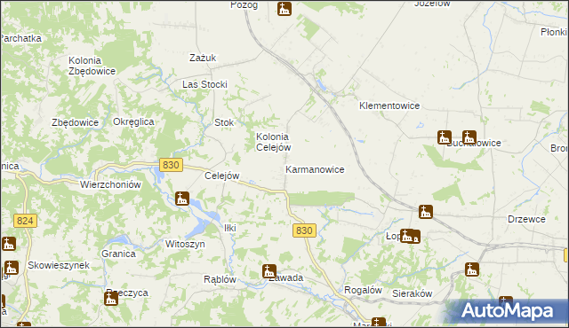 mapa Karmanowice, Karmanowice na mapie Targeo