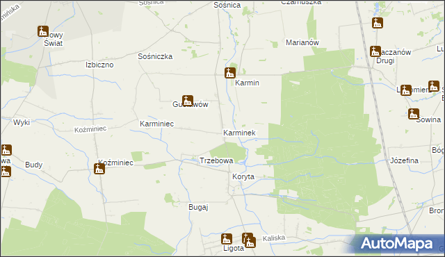 mapa Karminek, Karminek na mapie Targeo