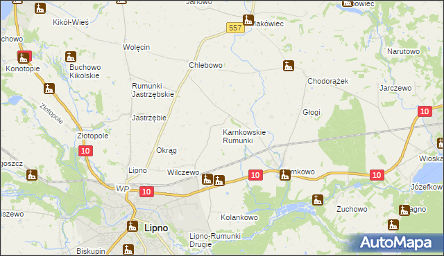 mapa Karnkowskie Rumunki, Karnkowskie Rumunki na mapie Targeo