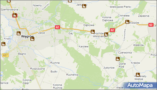 mapa Karolew gmina Sokołów Podlaski, Karolew gmina Sokołów Podlaski na mapie Targeo