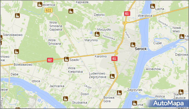 mapa Karolino gmina Serock, Karolino gmina Serock na mapie Targeo