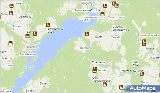 mapa Karolinów gmina Tomaszów Mazowiecki, Karolinów gmina Tomaszów Mazowiecki na mapie Targeo