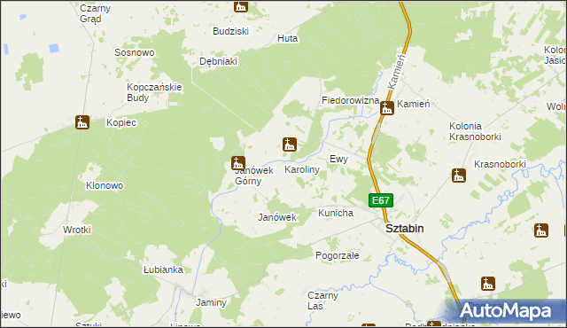 mapa Karoliny, Karoliny na mapie Targeo