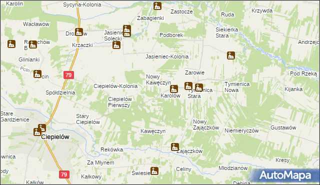 mapa Karolów gmina Chotcza, Karolów gmina Chotcza na mapie Targeo