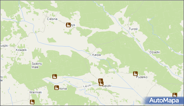 mapa Karpa gmina Pisz, Karpa gmina Pisz na mapie Targeo