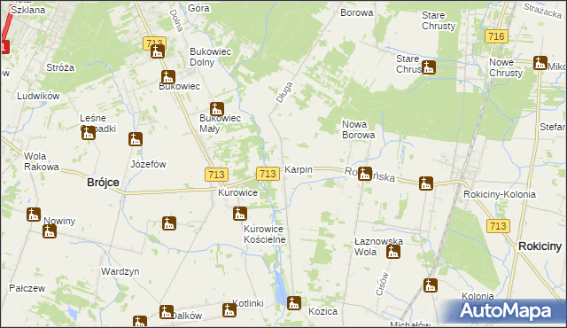 mapa Karpin gmina Brójce, Karpin gmina Brójce na mapie Targeo