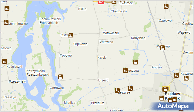 mapa Karsk gmina Kruszwica, Karsk gmina Kruszwica na mapie Targeo