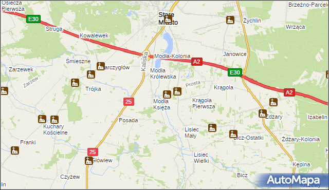 mapa Karsy gmina Stare Miasto, Karsy gmina Stare Miasto na mapie Targeo