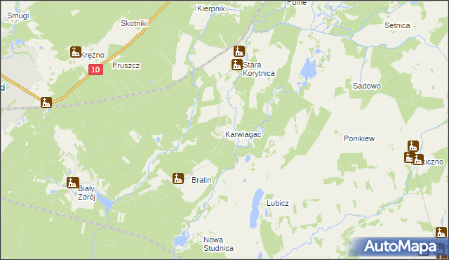 mapa Karwiagać, Karwiagać na mapie Targeo