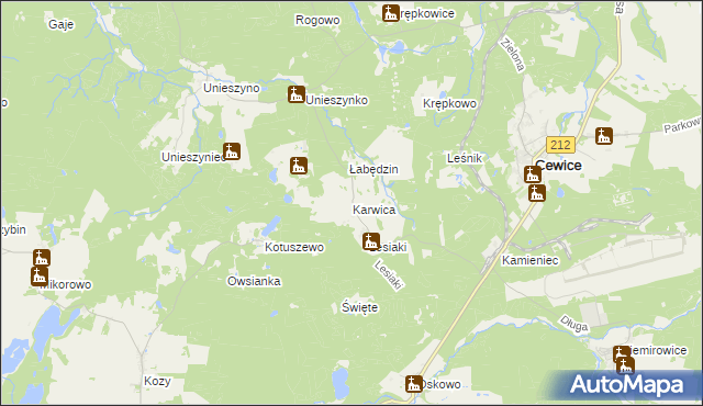 mapa Karwica gmina Cewice, Karwica gmina Cewice na mapie Targeo