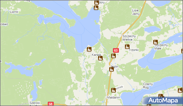 mapa Karwik, Karwik na mapie Targeo