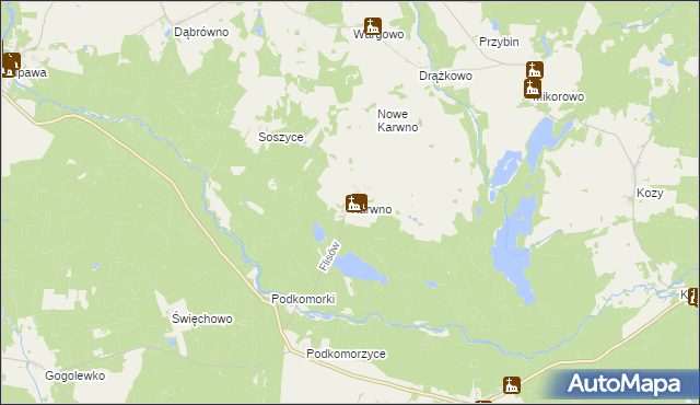 mapa Karwno, Karwno na mapie Targeo