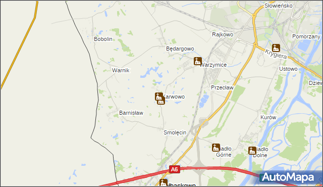 mapa Karwowo gmina Kołbaskowo, Karwowo gmina Kołbaskowo na mapie Targeo