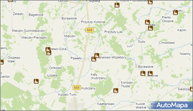 mapa Karwowo-Wszebory, Karwowo-Wszebory na mapie Targeo