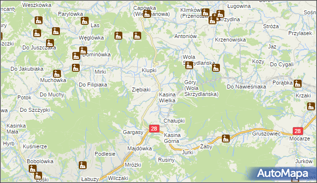 mapa Kasina Wielka, Kasina Wielka na mapie Targeo