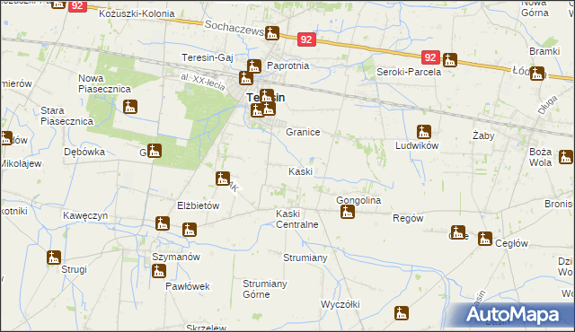 mapa Kaski gmina Baranów, Kaski gmina Baranów na mapie Targeo