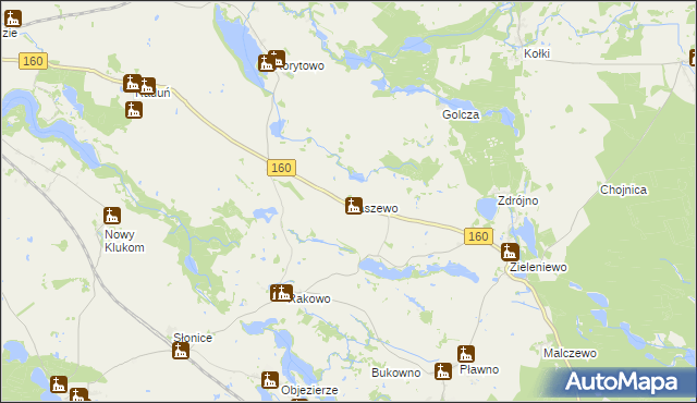 mapa Kaszewo, Kaszewo na mapie Targeo