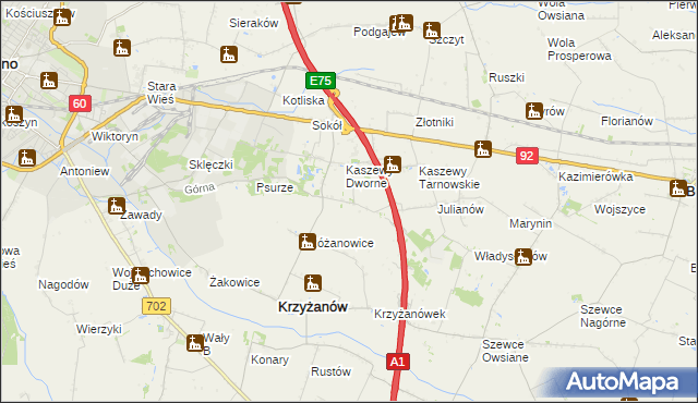 mapa Kaszewy-Kolonia, Kaszewy-Kolonia na mapie Targeo