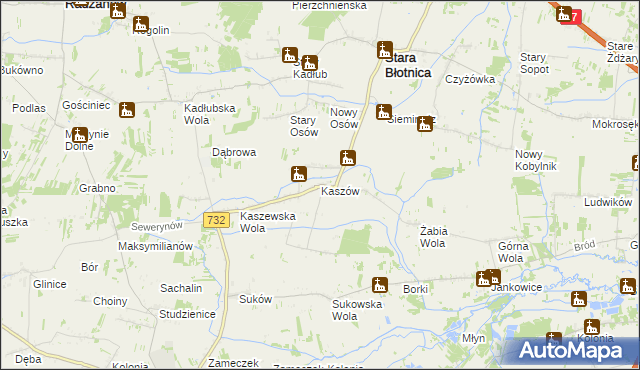 mapa Kaszów gmina Stara Błotnica, Kaszów gmina Stara Błotnica na mapie Targeo