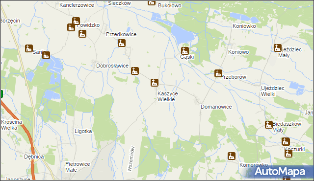 mapa Kaszyce Wielkie, Kaszyce Wielkie na mapie Targeo