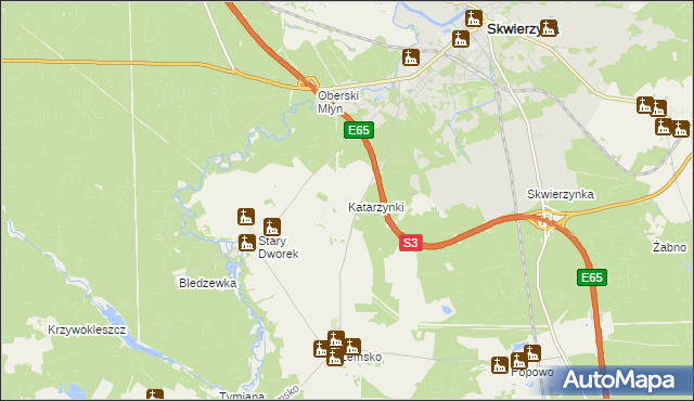 mapa Katarzynki gmina Bledzew, Katarzynki gmina Bledzew na mapie Targeo