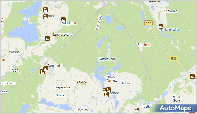 mapa Katarzynki gmina Iława, Katarzynki gmina Iława na mapie Targeo