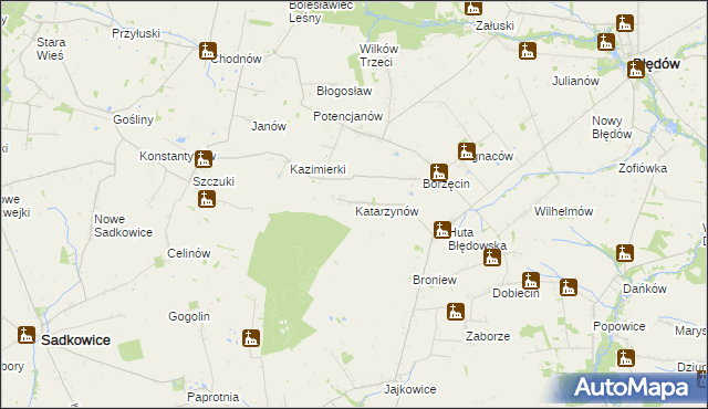 mapa Katarzynów gmina Błędów, Katarzynów gmina Błędów na mapie Targeo