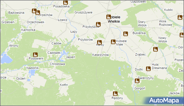 mapa Katarzynów gmina Kobiele Wielkie, Katarzynów gmina Kobiele Wielkie na mapie Targeo