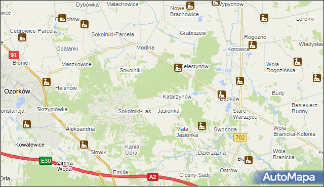 mapa Katarzynów gmina Ozorków, Katarzynów gmina Ozorków na mapie Targeo