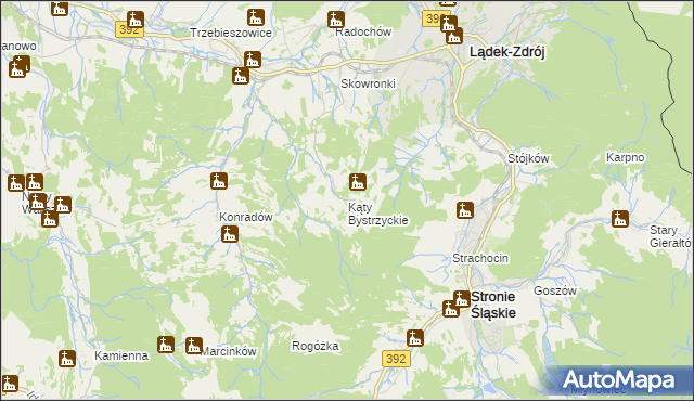 mapa Kąty Bystrzyckie, Kąty Bystrzyckie na mapie Targeo