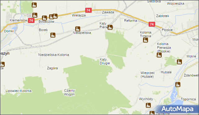 mapa Kąty Drugie, Kąty Drugie na mapie Targeo