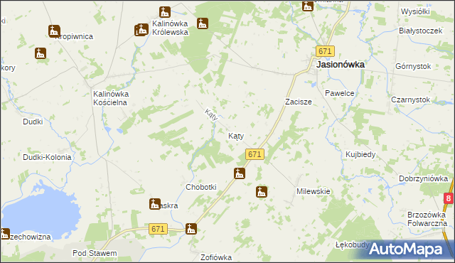 mapa Kąty gmina Jasionówka, Kąty gmina Jasionówka na mapie Targeo