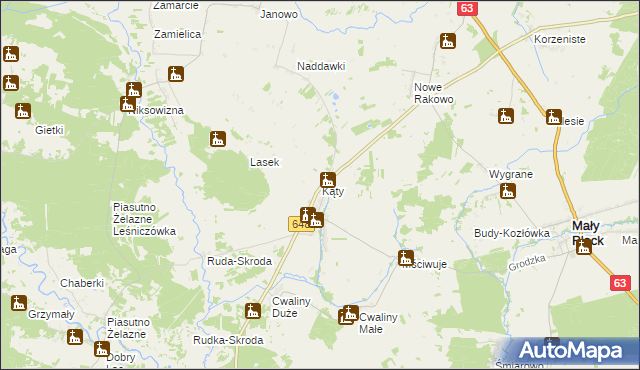 mapa Kąty gmina Mały Płock, Kąty gmina Mały Płock na mapie Targeo