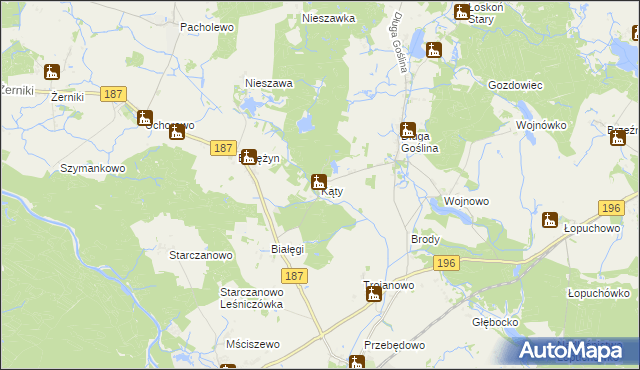 mapa Kąty gmina Murowana Goślina, Kąty gmina Murowana Goślina na mapie Targeo