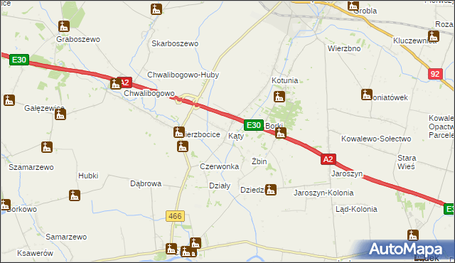 mapa Kąty gmina Słupca, Kąty gmina Słupca na mapie Targeo