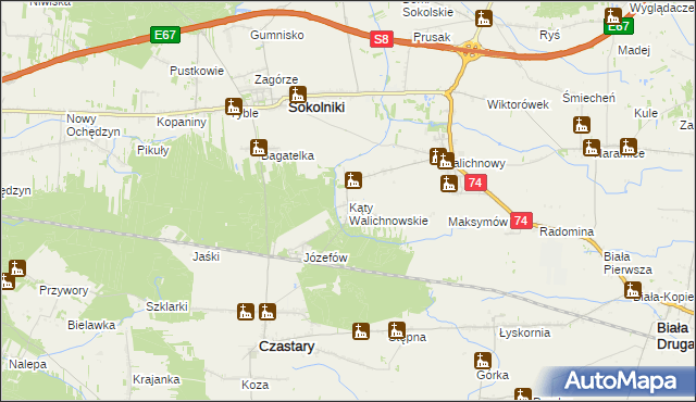 mapa Kąty Walichnowskie, Kąty Walichnowskie na mapie Targeo