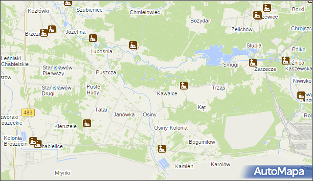 mapa Kawalce, Kawalce na mapie Targeo